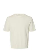 Slmtorino Ss Knit Crew Neck Noos Cream Selected