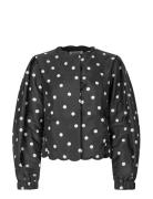 Quilted Dots, Voluminous Sleeve Jacket Black STINE GOYA