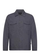 Stretch Cotton Overshirt Blue Lindbergh Black