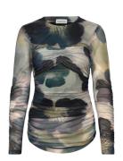Elionora Sheer Jersey Top Patterned Malina