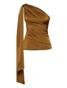 Nelly Draped Shoulder Top Brown Malina