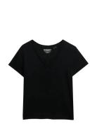Studios Slub Emb Vee Tee Black Superdry