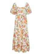 Viflola Square Neck 2/4 Ankle Dress/Dc/R Orange Vila