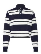Ath Ess Cropped Stripe Rugby Navy Superdry