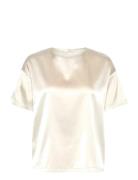 Rwjade Silk Ss Loose Blouse Cream Rosemunde