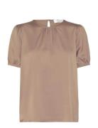 Rhjasmine Silk Blend Ss Blouse Brown Rosemunde