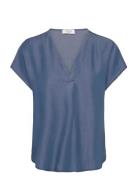 Rwdallas Sl Blouse Blue Rosemunde