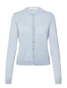 Rwcapri Silk Ls O-Neck Cardigan Blue Rosemunde