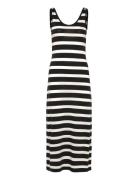 Striped Fluid Midi Jersey Dress Black GANT