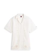 Tjw Linnen Broderie Shirt Dress White Tommy Jeans