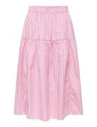 Onlloris Striped Midi Elastic Skirt Wvn White ONLY