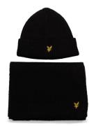 Brushed Scarf And Beanie Set Black Lyle & Scott