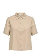 Cargoa S/S Linen Bl Shirt Cc Pnt Beige ONLY Carmakoma