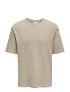 Onsgivo Reg 12 Ss Crew Knit Noos Beige ONLY & SONS