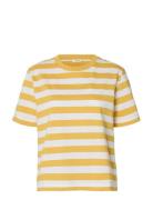 Slfessential Ss Striped Boxy Tee Noos Yellow Selected