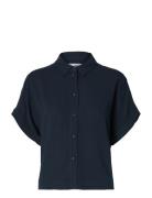 Slwviva Ss Cropped Sun Shirt Noos Navy Selected
