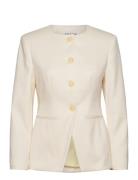 Nilla Round Neck Fitted Blazer White Malina