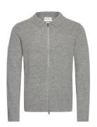 Lambswool L/S Cardigan With 2-Way Zip Grey Lindbergh