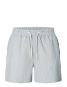 Slhcooper-Seersucker Swimshorts Blue Selected