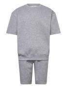 Over D S/S Sweatshirt+Shorts Grey Lindbergh