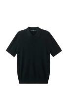 100% Cotton Braided Knitted Polo Shirt Navy Mango