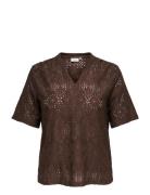 Carhellen S/S V-Neck Blouse Jrs Brown ONLY Carmakoma