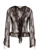 Onlcalibea L/S Ruffle Top Wvn Ex Brown ONLY