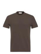 Ss Slim Micro Waffle Crewnk Tee Brown Calvin Klein Jeans