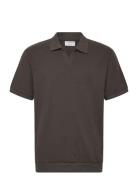 Open Collar Structure Rib Polo Brown Lindbergh