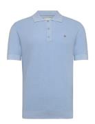 Micro Textured Cotton Ss Polo Blue GANT