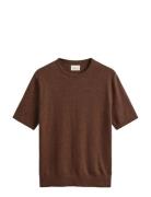 Slub Cotton Linen Ss C-Neck Brown GANT