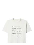 Ss Cropped Boxy Graphic Tee Cream Calvin Klein Jeans