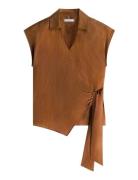 Linen Knot Ns Top Brown Tommy Hilfiger