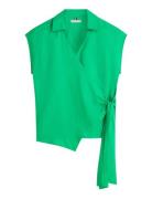 Linen Knot Ns Top Green Tommy Hilfiger