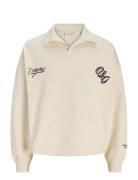 Jorsavona Sweat Split Neck Badge Ls Polo Cream Jack & J S