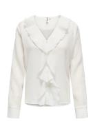 Onlisa Ls V-Neck Frill Top Wvvn White ONLY