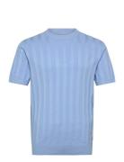 Knitted Crew Neck T-Shirt Blue Lindbergh