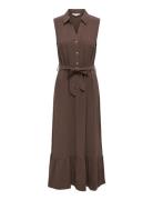 Onlsiesta Lin Sl Belt Dress Pnt Noos Brown ONLY