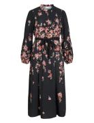 Vielma Bai O-Neck Ls Ankle Midi Dress/Ln Black Vila