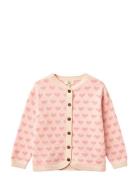 Heart Cardigan W. Crochet Edge Patterned Copenhagen Colors