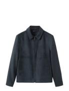 Suede Effect Jacket Navy Mango