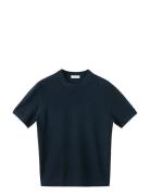 Cotton Fine-Knit T-Shirt Navy Mango