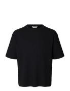 Slmrelaxsimon Ribbed Ss Tee Black Selected