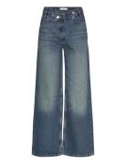 Wide Leg Mid-Rise Jeans With A Crossover Waistband Blue Mango