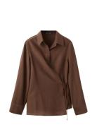 Wrap Shirt With Bow Brown Mango