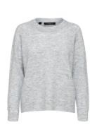 Slflulu Ls Knit O-Neck B Noos Grey Selected