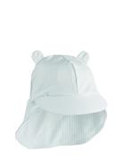 Senia Seersucker Sun Hat With Ears Blue Liewood