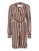 Slfminna-Alva Ls Short Wrap Dress O Brown Selected