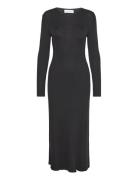 Slflura Lurex Ls Knit Dress Black Selected
