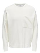 Onslamai Ovz 12 Ls Pocket Crew Knit White ONLY & SONS